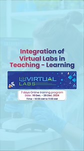 Join us for the live session on "Virtual lab as a teaching learning tool for Biology" organized by CIET, NCERT, New Delhi on 17 December 2024 at 10:00 am to 11:00 am Watch live at https://youtube.com/@ncertofficial Also you can watch through PMeVidya DTH TV channels 6-12. #VirtualLabs #OnlineTraining #EducationInnovation #NCERT #CIET #DigitalLearning #EdTech #PMeVidya #Teacher #Training #Education | National Council of Educational Research and Training - NCERT