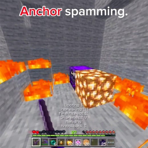 Anchor Spamming😱😱!#minecraft#combo#anchoring#cryatal