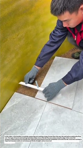 Smart Tile Layout Trick! How to Measure and Mark Floor Tiles for a Perfect Wall Fit.