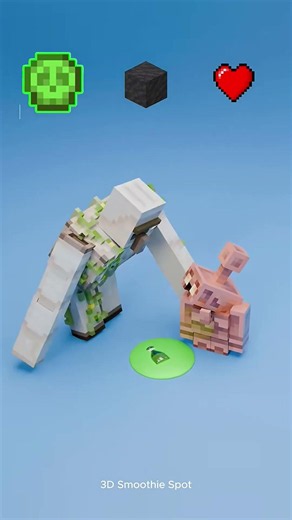 Minecraft Hero Iron Golem Vs Villager and Girl Golem Satisfying 3D Fluid Simulation