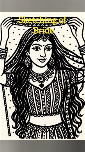 Sketching of Bride#Drawing #sketching #Blackpen #markerpen #fineart