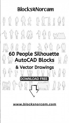 👫 People Silhouette, AutoCAD Blocks. 📥 Free Download.