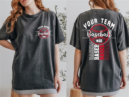 Custom Baseball Team T-shirt: Personalized Name & Number Tee - Etsy