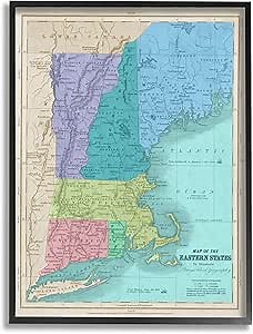 Map of Eastern States New England Border Lines