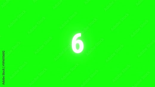 Simple countdown timer animation template on green screen background. 10 second timer. Bold white number for chroma key editing, video intro, trailer, livestream, presentation and broadcast overlay