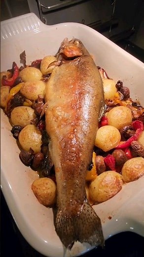 Baked stuffed Rainbow Trout. This oven baked Trout recipe is always a hit.