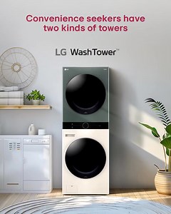 Why settle for laundry chaos when you can conquer it with LG WashTower™? Effortless laundry days start right here. 🚀 This sleek, space-saving powerhouse stacks washing and drying in one elegant tower designed for your convenience. The Condenser with Convenient Cleaning and Auto Cleaning Condenser make maintenance a breeze and gives hassle-free laundry days. 🌀 Plus, the energy-saving DUAL Inverter Heat Pump™ Dryer dries efficiently while caring for your clothes and your wallet. 💸 Ready to tran