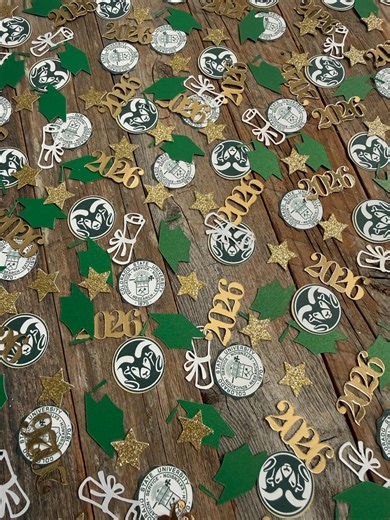 Colorado State University Graduation Confetti & Cupcake Toppers | CSU Rams Grad Party Decor | Luxury Table Scatter | College Graduation - Etsy