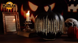 VCUTEKA Glass Pumpkin Lights, Lighted Pumpkins Halloween Decorations for Home, Pumpkin for Indoor Decor and Thanksgiving Centerpieces Tables Decor, Black