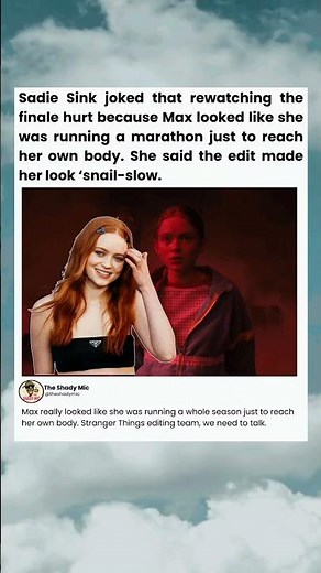 Sadie Sink Laughs at Max’s ‘Snail Pace’ in Stranger Things Finale. #strangerthings