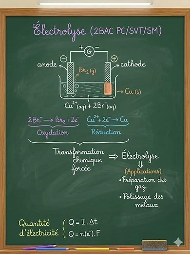 Exemples de transformations forcées - Electrolyse #physique_chimie #2bac