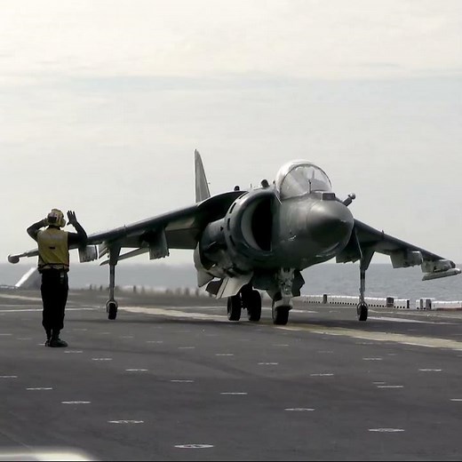 AV-8B Harrier II Vertical Landing on Aircraft Carrier #military #aviation