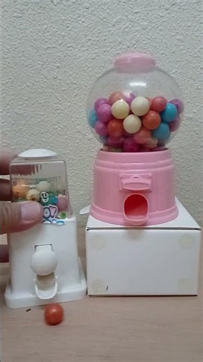 asmr mini pink gumball candy machine with white toy joy gumball square machine #shorts