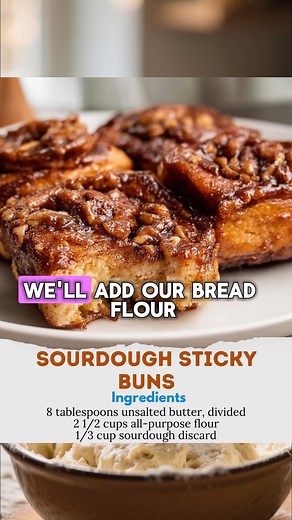 Sourdough Sticky Buns Recipe Ingredients: - 8 tablespoons unsalted butter, divided (1 stick) - 2 1/2 cups all-purpose flour - 1/3 cup sourdough discard - 1 cup buttermilk - 4 teaspoons honey - 3/4 teaspoon fine sea salt - 1 teaspoon baking powder - 1/2 teaspoon baking soda - 3/4 cup light brown sugar, packed - 2 teaspoons ground cinnamon - 4 tablespoons unsalted butter, melted (for filling) - 1/2 cup brown sugar, packed (for filling) - 1 teaspoon ground cinnamon (for filling) - 1 cup chopped pec