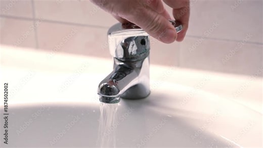 Running drinking water from bathroom tap