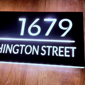 Custom Backlit LED House Number Sign Outside, Modern Illuminated Address Plaque for Home, Personalized Lighted Sign Door - Waterproof