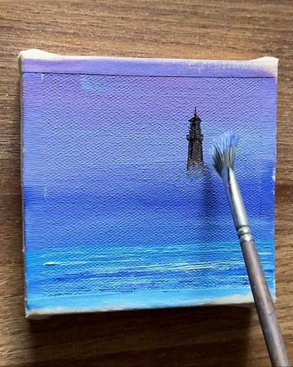 Journey through the Mist acrylic painting 🌫️🛶 #painting #acrylicpainting #art #fblifestyle #lighthouse | Vinee Painting