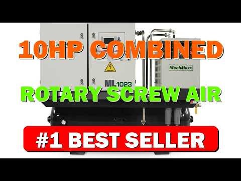 10HP Combined Rotary Screw Air Compressor with Dryer & 66-Gal ASME Tank - B0DRFTBM8L