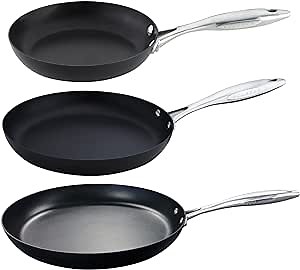 Scanpan Professional Fry Pan 3-Piece Set - Easy-to-Use Nonstick Cookware - Dishwasher, Metal Utensil & Oven Safe - Made in Denmark