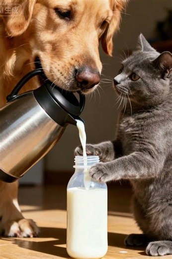 Cat & Dog Save the Baby! 🍼🐱🐶 Funny AI Animated Short #meow w#funnycats #funny #animals #pets #cat