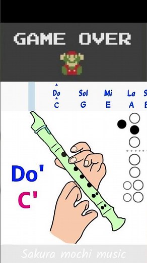 Mario Game Over – Recorder Flute (Full Sound Tutorial with CDE Notes) #shorts #mario #recorder