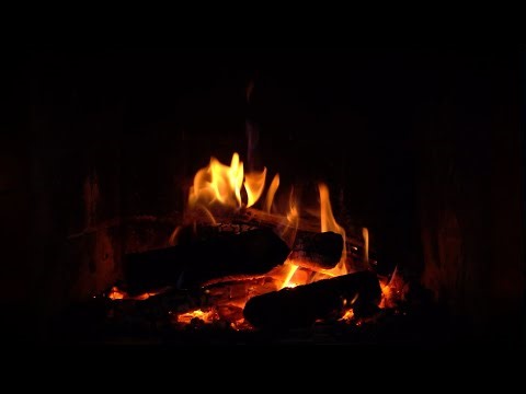 Night Fireplace with Crackling Fire Sounds 🔥Cozy Fireplace 4K. Dark Fireplace Noises Black Screen