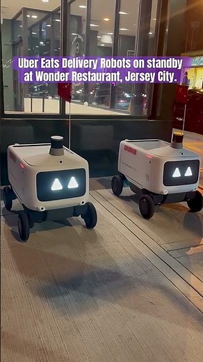 Uber Eats Delivery Robots on standby at Wonder Restaurant, Jersey City.🤖🤖 #ubereats #robotics
