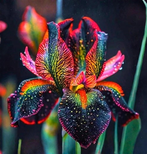 50 Fire Glow Pattern Bearded Iris Seeds Red Black Ruffled Blooms Ornamental Flower USA - Etsy Canada