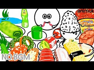 [NO BGM] ANIMUK Mukbang Compilation 04 (Color Challenge, Sushi, Kimchi ASMR)