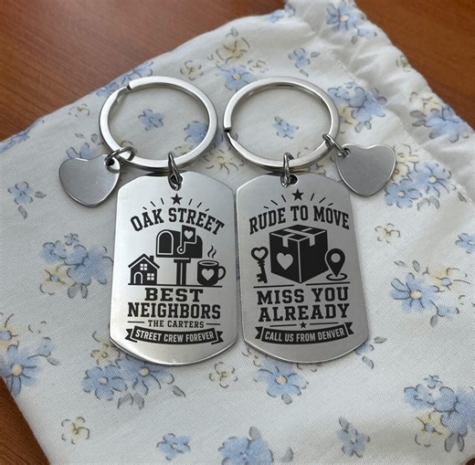 Neighbor Keychain, Personalized Moving Away Gift, Street Crew Keepsake - Etsy