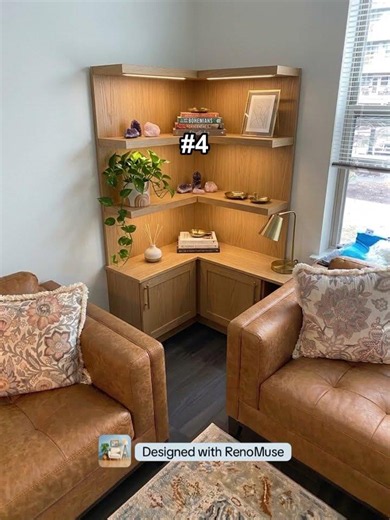 RenoMuse app generated Bookshelf, Lamp, and Potted Plants ideas from one pic 🌿