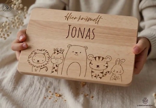 Frühstücksbrettchen personalisiert Namen & Tier-Gravur | Holzbrettchen Kinder Taufgeschenk | Geschenk zur Geburt | Geburtstag Junge Mädchen - Etsy.de