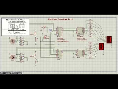 Proteus - IC 4510 + IC 4511 - Electronic Scoreboard Circuit