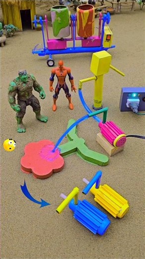 Diy mini tractor making flower shape red green concrete for mini waterpump science project No.171