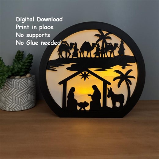 3D Printed STL File Nativity Lamp Tea Light Holder Christmas Candle Holder Digital Download - Etsy