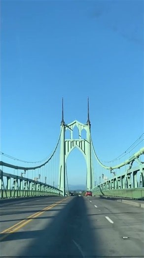 ✨ Crossing the iconic St. Johns Bridge on my way to the beautiful Cathedral Park! #PDX