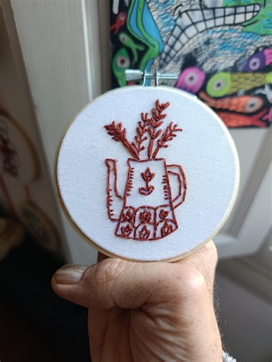 Floral Vase Embroidery Hoop 10x10 Cm – Handmade Flower Textile Art – Minimal Botanical Wall Decor – Small Boho Home Gift – Fiber Art - Etsy