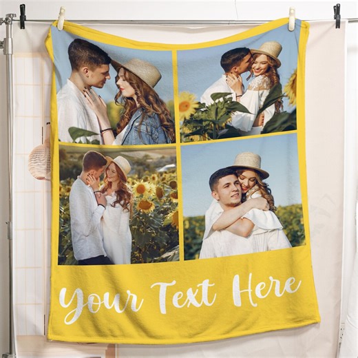 Personalized Photo Blanket, Photo Blanket With Text, Personalized Gift, Memorial Blanket, Anniversary Gift, Couples Gift, Gift for Her - Etsy