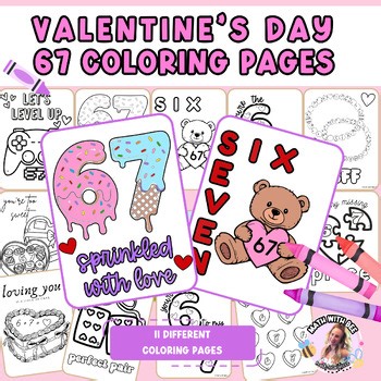 67 Valentines Day Color by Number Coloring Pages-  Worksheets February