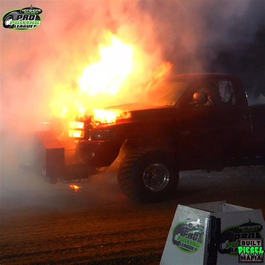 You'll have that on them big jobs! the "O-Line" Triple Turbo super stock caught some flames last night at the 2025 Scheid Diesel Extravaganza! stay tuned though because this is just the beginning for this beautiful beast! #superstock #turbos #boost #truckpulls | BUILT Diesel MAFIA
