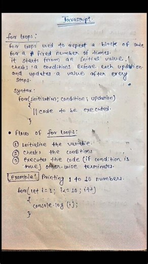 for loops - Javascript notes #shorts #coding #javascript