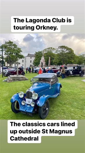 Classic cars from the Lagonda Club are in the county, celebrating its 125th anniversary. Local owner Bill Spence was showing off his own pride and joy alongside a range of motors from the famous marque. #orkney #Lagonda | BBC Radio Orkney