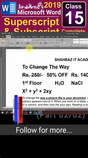 Class 15 (Part 2/2)| Super Script and Subscript in Microsoft Word | Microsoft Word Complete Course