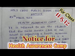 Notice Writing || Notice for Class 11 and 12 || Notice for Health Awareness Camp
