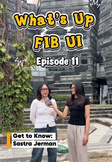 Replying to @Foxtroth WHAT’S UP FIB UI | Episode 11: Wie geht’s euch? 🇩🇪🥨 Ternyata nggak cuma belajar bahasa Jerman, tapi juga membedah kebudayaan, linguistik, hingga karya kesusastraan dari para sastrawan ternama asal Jerman! 📚 Menariknya lagi, di Sastra Jerman FIB UI ada dosen native speaker langsung dari Jerman, plus peluang mengikuti program Sommerkurs (summer course/exchange) langsung ke Jerman! ✈️✨ #WhatsUpFIBUI #FIBUI #SastraJermanUI #UniversitasIndonesia
