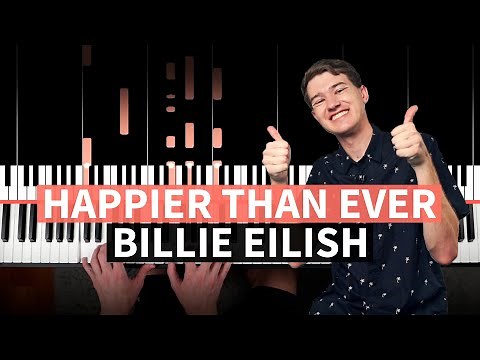 Happier Than Ever - Billie Eilish - EASY PIANO TUTORIAL (accompaniment with chords)