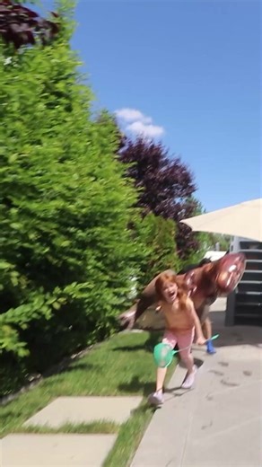 watch out for those pesky backyard dinosaurs! 🦖 #adley #aforadley #aforadleyclips #backyard #camping #bestdayever #shonduras #dinosaur