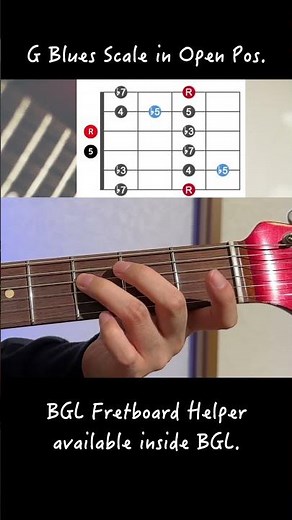 G Blues Scale in Open Position | Visualize blues fretboard ideas step by step inside BGL Membership.