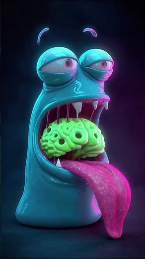 Surreal 3D Monster Loop | Trypophobia Brain Animation | Weird Cartoon Horror #aiart #3danimation