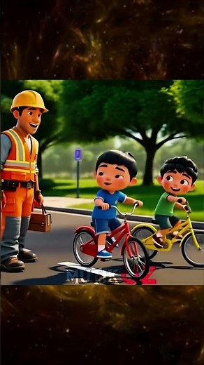 Kids Learning Bicycle Safety with a Friendly Helper🥰 #KidsAnimation #RoadSafety #LearningForKids